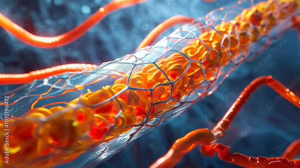 Poster stunning close-up of intricate cellular structures with vibrant colors