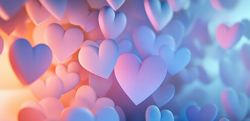 3D animated scene of hearts of different sizes for Valentine's Day