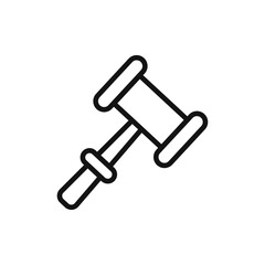 Gavel icon black and white vector outline sign