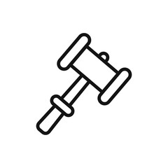 Gavel icon black and white vector outline sign