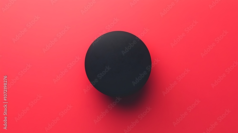 Aufkleber abstract geometric composition featuring a black circle on a bright red background emphasizing symme