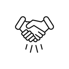 Handshake icon black and white vector outline sign