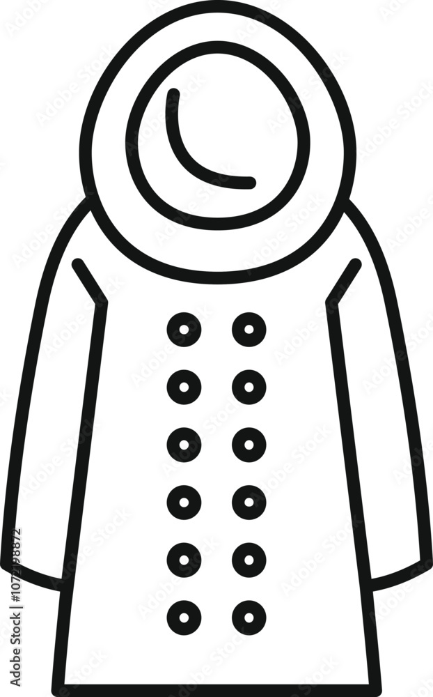Aufkleber protective clothing with round window and buttons is depicted in a simple line art style, ideal for 
