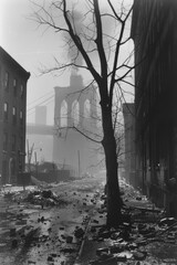 Ruins of a street in the aftermath of the Great Chicago Fire of 1871