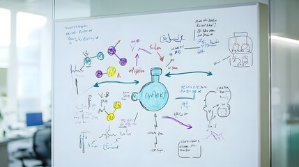 Fototapeta premium Hormonal cycle diagram illustrating the intricate interplay of hormones during the menstrual cycle, showcasing the phases of ovulation and menstruation, vital for understanding reproductive health and