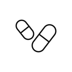 Pill icon black and white vector outline sign