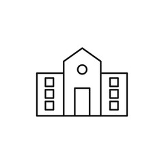 School icon black and white vector outline sign