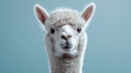Obraz premium Minimalist Portrait of an Alpaca Against Light Background