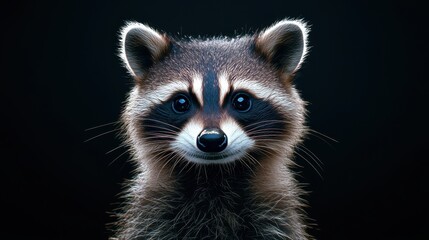Fototapeta premium Minimalist Raccoon Portrait against Dark Background