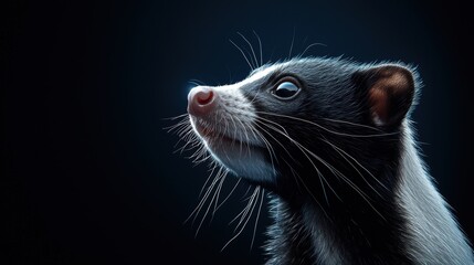 Obraz premium Minimalist Skunk Portrait with Dark Background