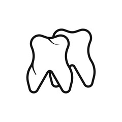 Tooth icon black and white vector outline sign
