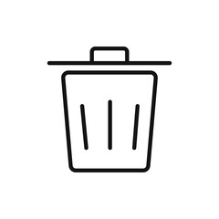 Trash Bin icon black and white vector outline sign