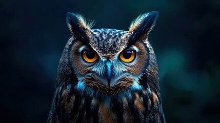 Obraz premium Majestic Owl with Striking Eyes in Minimalist Style