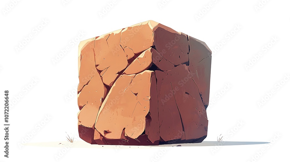 Poster brown cartoon rock vector art ideal for games and creative design projects featuring a simple geomet