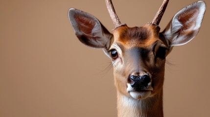 Obraz premium Minimalist Portrait of a Deer Against Neutral Background