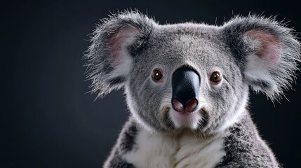 Naklejka premium Minimalist Portrait of a Koala Against Dark Background