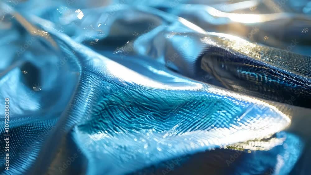 Poster shiny blue abstract background with textured waves and soft light reflections