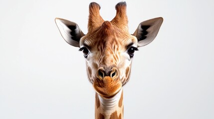 Minimalist Giraffe Portrait on White Background