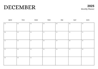 Monthly Planner December 2025