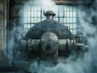 Fototapeta premium Industrial Steam Engine in a Factory