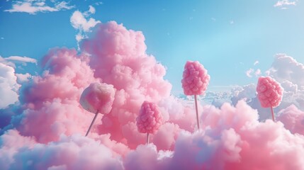 Fototapeta premium Cotton candy land under the fluffy clouds