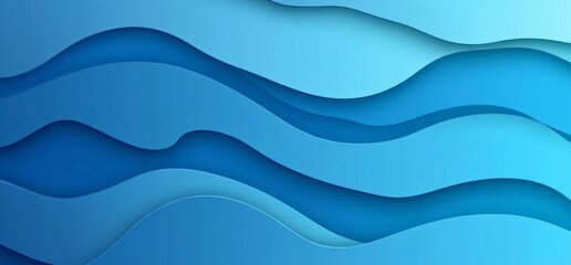 Abstract Blue Wavy Papercut Background