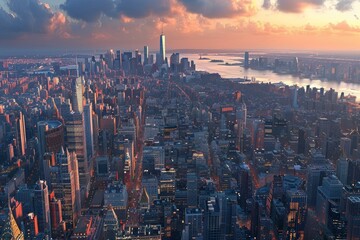 Obraz premium New York City Skyline at Sunset