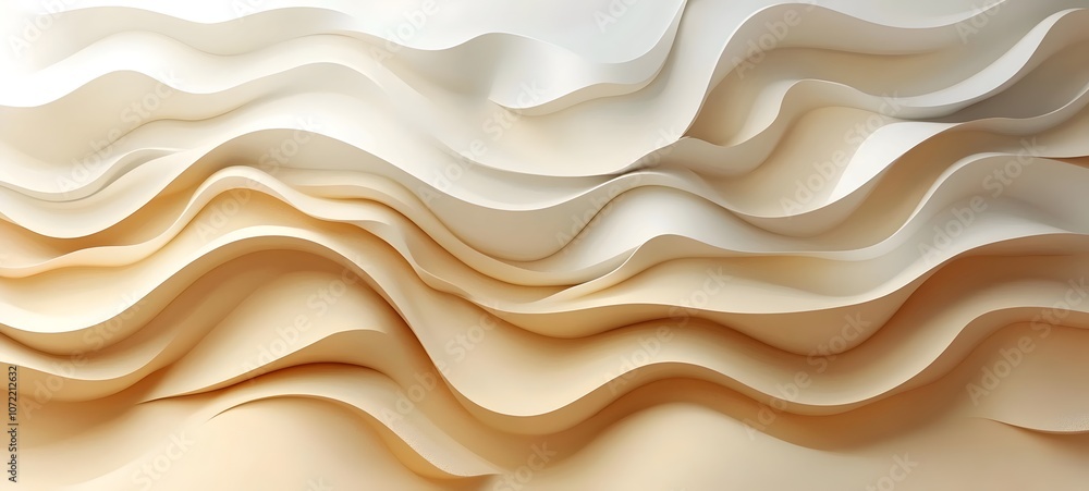Aufkleber a soft, undulating wave of cream and beige paper-like textures, creating a serene and calming abstra