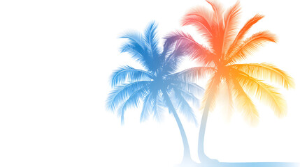 Stylized palm trees with sunset gradient create serene atmosphere