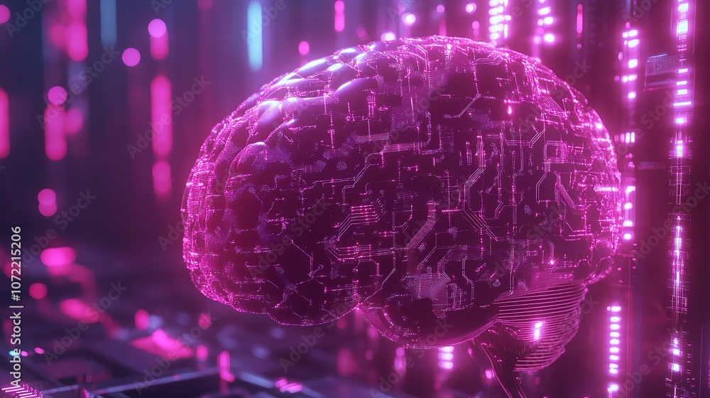 Poster digital brain with ai chip and circuit technology, 4k resolution