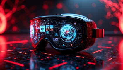 Fototapeta premium Futuristic Visor with Intricate Display Elements and Dynamic Patterns