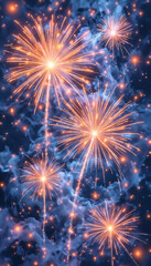 Fototapeta premium Fireworks display in vibrant colors against a dark night sky