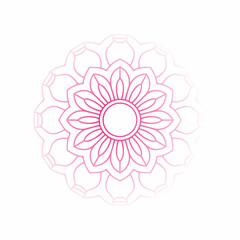 Exquisite golden mandala with intricate shapes and floral designs, centered on a white background
