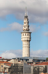 Obraz premium Ancient Medieval Fire Tower (Turkish: Yangın Kulesi) of Istanbul University. It located at the centre of Istanbul University Beyazit Central Campus. Beyazit Tower
