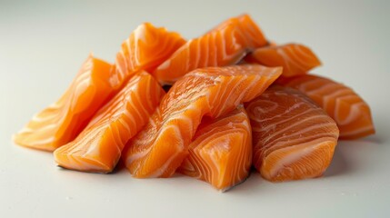 Fresh raw salmon fillet pieces