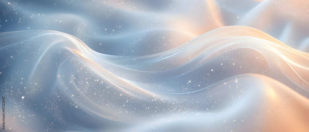 Poster a mesmerizing wave of translucent fabric, softly illuminated with pastel hues, creating an ethereal 