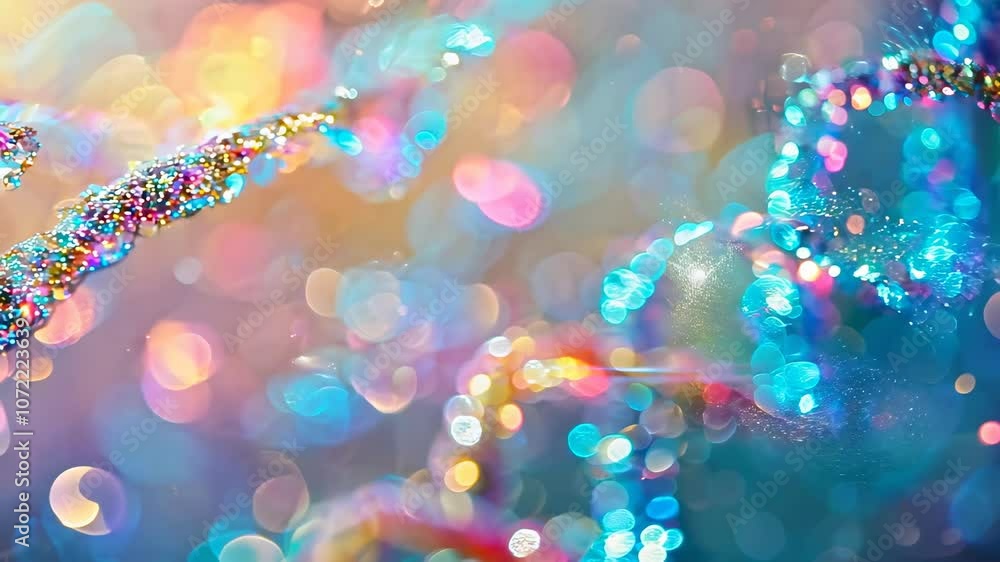 Poster vibrant molecular structure with colorful bokeh background