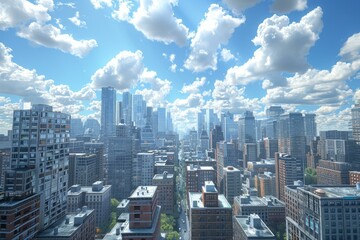 Fototapeta premium A Panoramic View of a Busy City on a Sunny Day