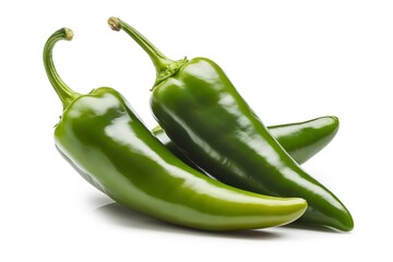 A photo of two vibrant green chili peppers