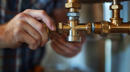 Plumber Working on a Pipe.