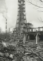 Fototapeta premium Ruins of a destroyed city