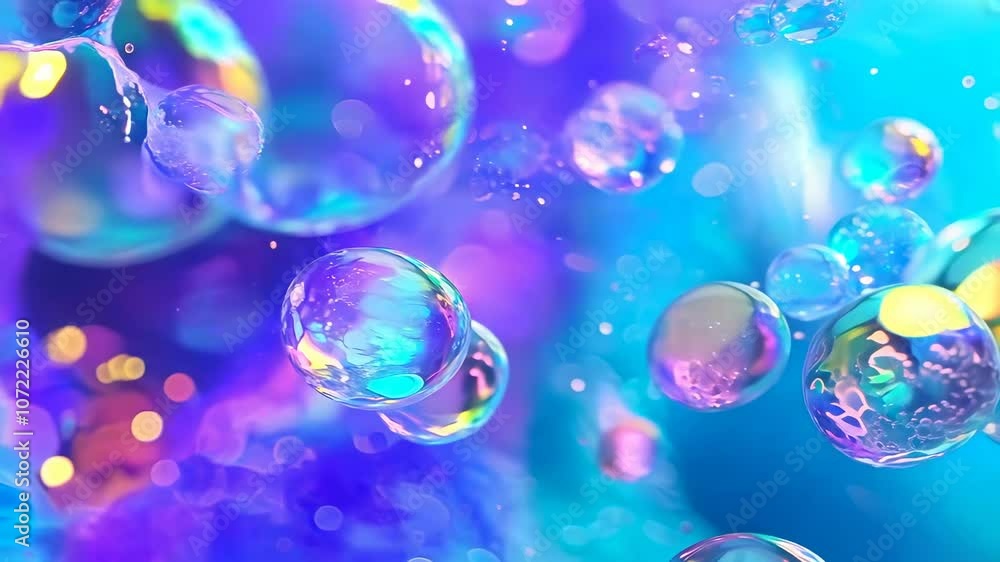 Poster abstract molecular structure with vibrant colors and bokeh effect
