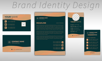 Minimal creative modern simple organic corporate brand office stationary design set template including business card, id card, letterhead,  For your business