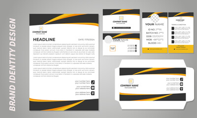 Minimal creative modern simple organic corporate brand office stationary design set template including business card, id card, letterhead, envelope,  For your business