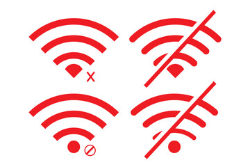 Disconnect wifi icon set. Lost wireless fidelity connection sign symbol