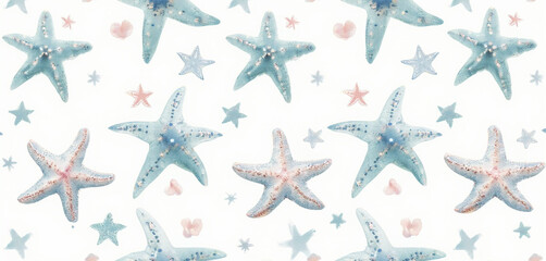  Starfish in pastel tones in a marine-themed pattern