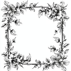 Elegant Black and White Floral Frame Design