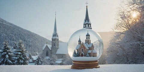Christmas Snow Globe with Church