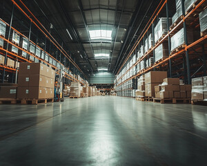 Efficient Production Warehouse: Organized Storage Rows