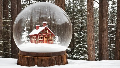 Cozy Christmas Snow Globe in the Woods